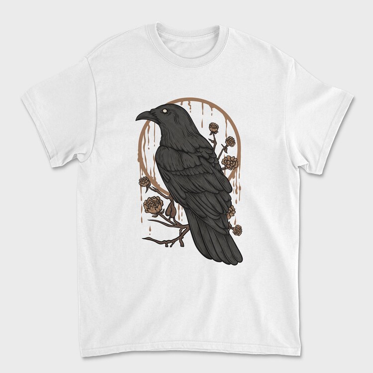 Raven Perch on the Flower Branch, Tricou Barbati (Unisex)