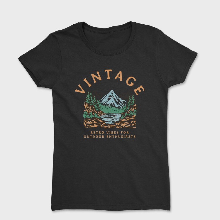 Tricou Femei, Retro Vibes for Outdoor Enthusiasts