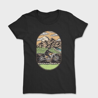 Skeleton Biker Landscape, Tricou Femei