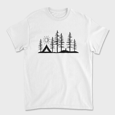 Stylized Camping Scene, Tricou Barbati (Unisex)