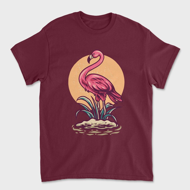 Summer Flamingo Retro Illustration, Tricou Barbati (Unisex)