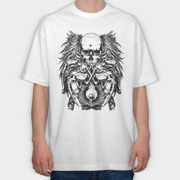 Skull Wings Guns, Tricou Oversize Barbati (Unisex)