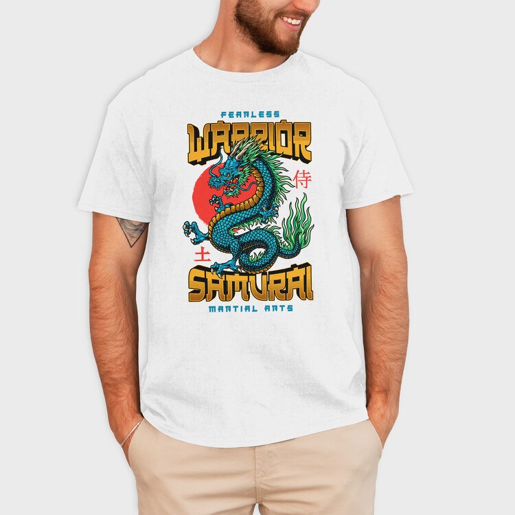 Fearless Samurai Dragon, Tricou Barbati (Unisex)