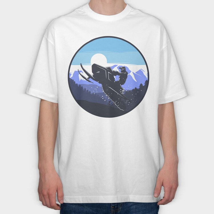 Snowboarders Moonrise, Tricou Oversize Barbati (Unisex)