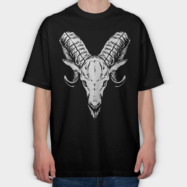 Ram Skull Horns, Tricou Oversize Barbati (Unisex)