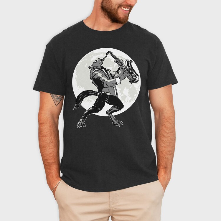 Howling Saxophone Wolf, Tricou Barbati (Unisex)