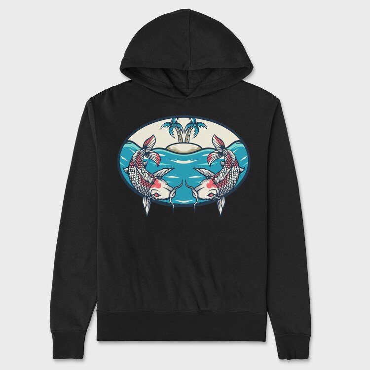 Koi Fish Illustration 4, Hanorac Oversize Barbati (Unisex)