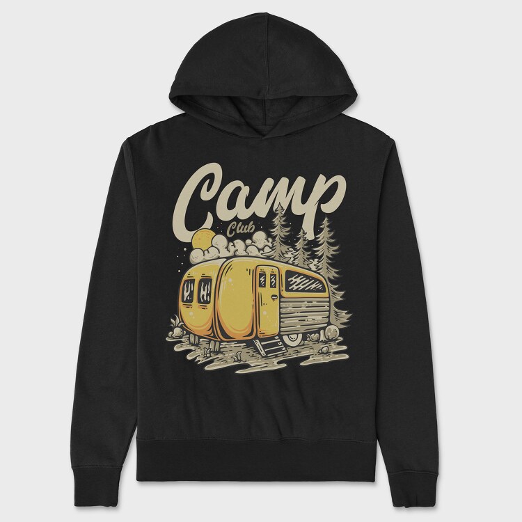 Camp Club With Camp Trailer in the Wild, Hanorac Oversize Barbati (Unisex)