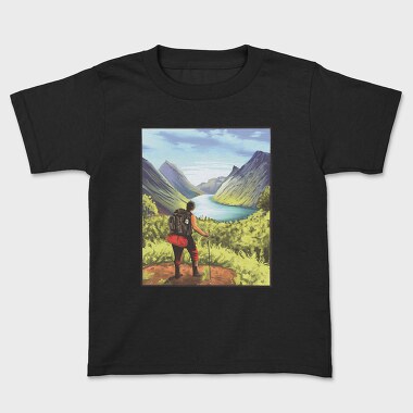 Tricou Copii, Hiker Landscape