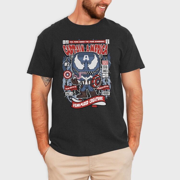 Venom Captain America, Tricou Barbati (Unisex)