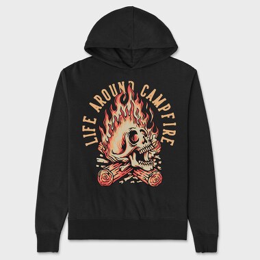 Life Around Campfire Skull, Hanorac Oversize Barbati (Unisex)