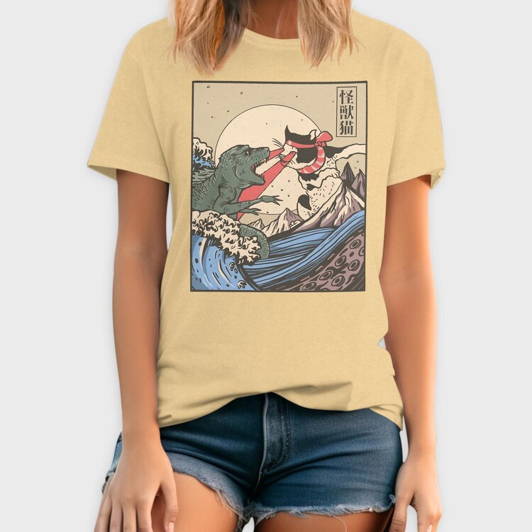 Kaiju Vs Cat, Tricou Barbati (Unisex)