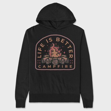 Life Is Better Campfire, Hanorac Oversize Barbati (Unisex)