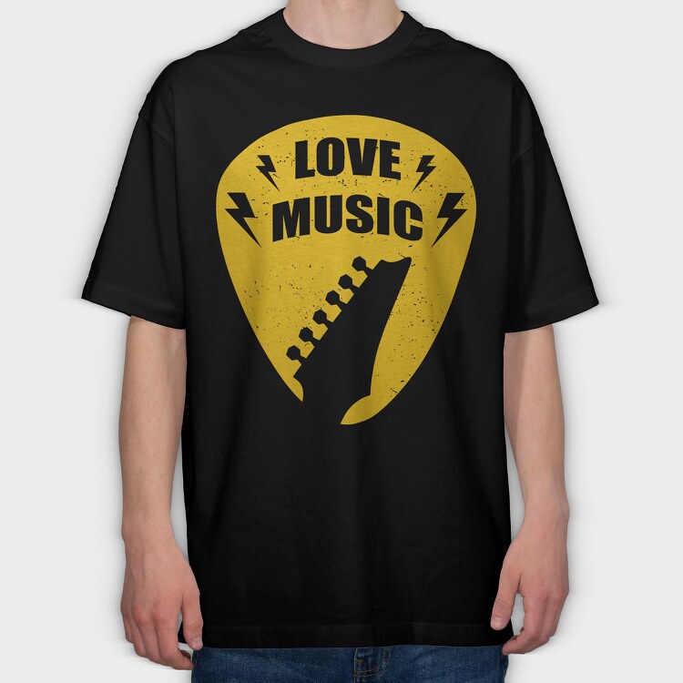Love Music Pick, Tricou Oversize Barbati (Unisex)