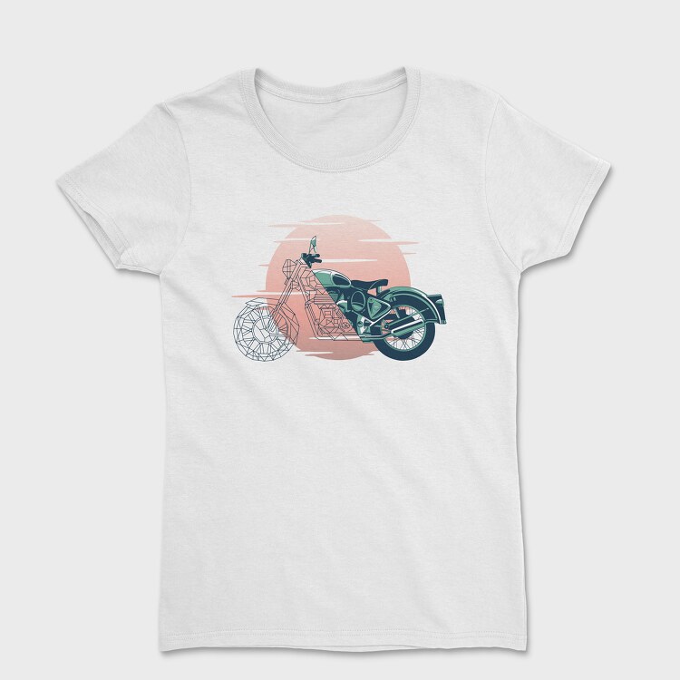 Tricou Femei, Vintage Geometric Motorbike