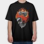 Motorcycle Skull Fire, Tricou Oversize Barbati (Unisex)
