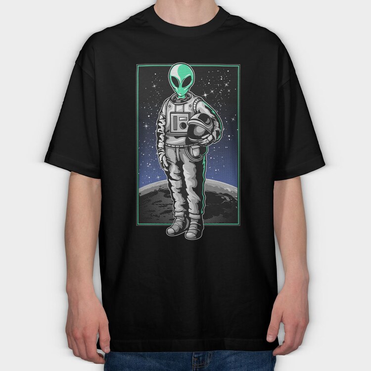 Space Alien Astronaut, Tricou Oversize Barbati (Unisex)