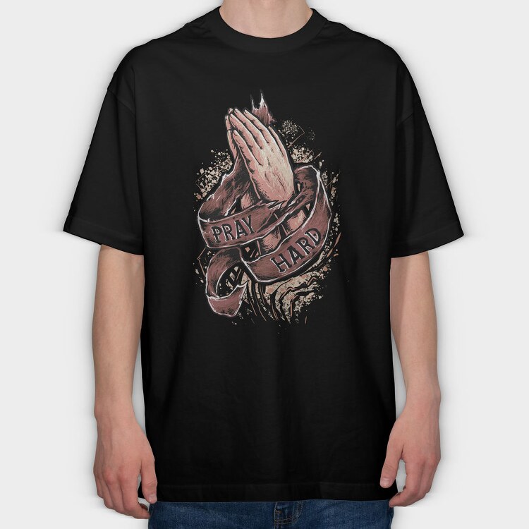 Prayer Hands Hard Work, Tricou Oversize Barbati (Unisex)