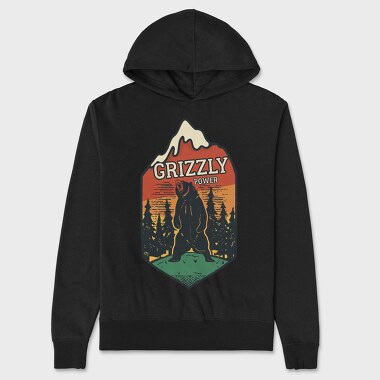 Retro Grizzly Power, Hanorac Oversize Barbati (Unisex)