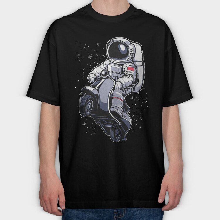 Astronaut Scooter Rider, Tricou Oversize Barbati (Unisex)