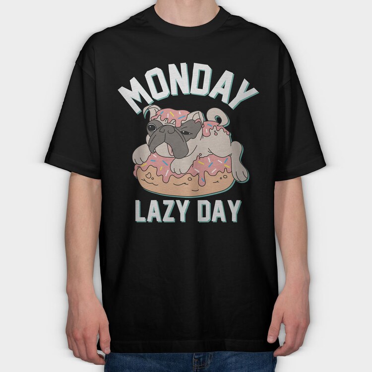 Pug Donut Monday, Tricou Oversize Barbati (Unisex)