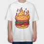 Flaming Burger Feast, Tricou Oversize Barbati (Unisex)