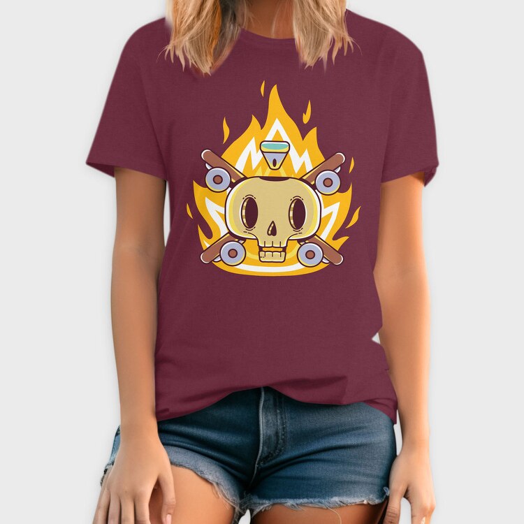 Flaming Skull Wheels, Tricou Barbati (Unisex)