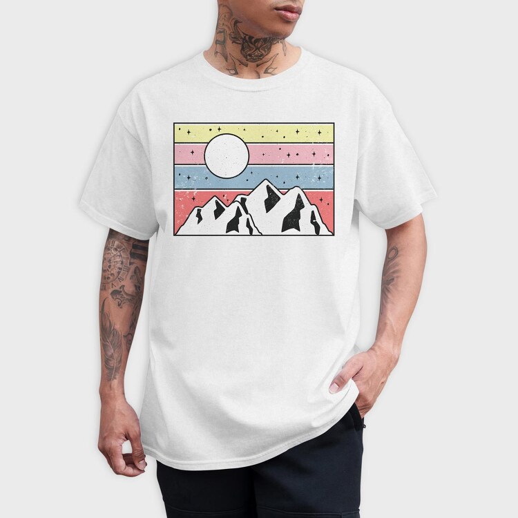 Retro Mountain Sunset, Tricou Barbati (Unisex)