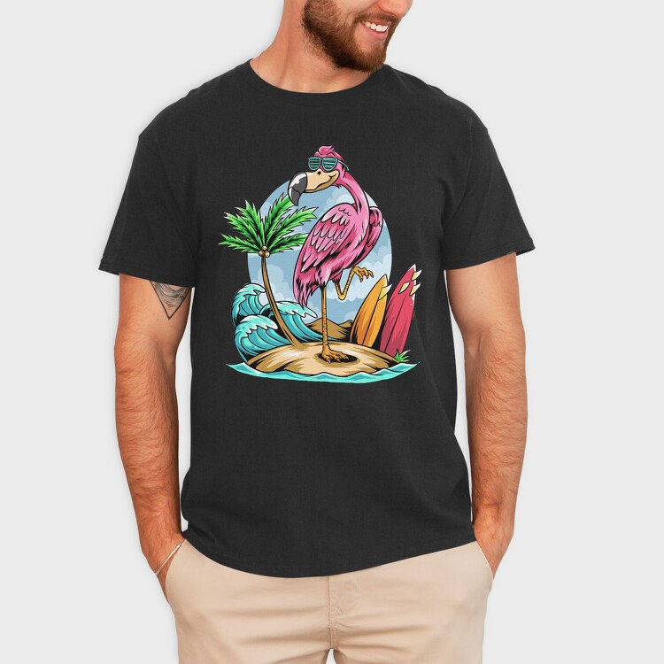 Flamingo Surf Paradise, Tricou Barbati (Unisex)
