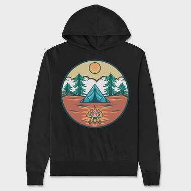 Mountain Camping Illustration, Hanorac Oversize Barbati (Unisex)