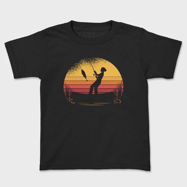 Tricou Copii, Woman Fishing Sunset