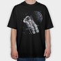 Space Moon Astronaut, Tricou Oversize Barbati (Unisex)