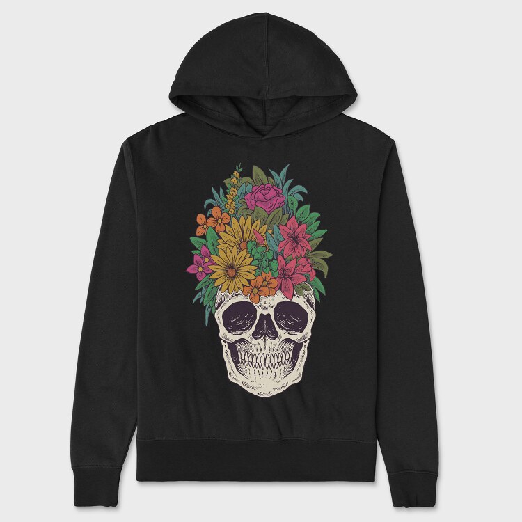 Skull Flowers, Hanorac Oversize Barbati (Unisex)