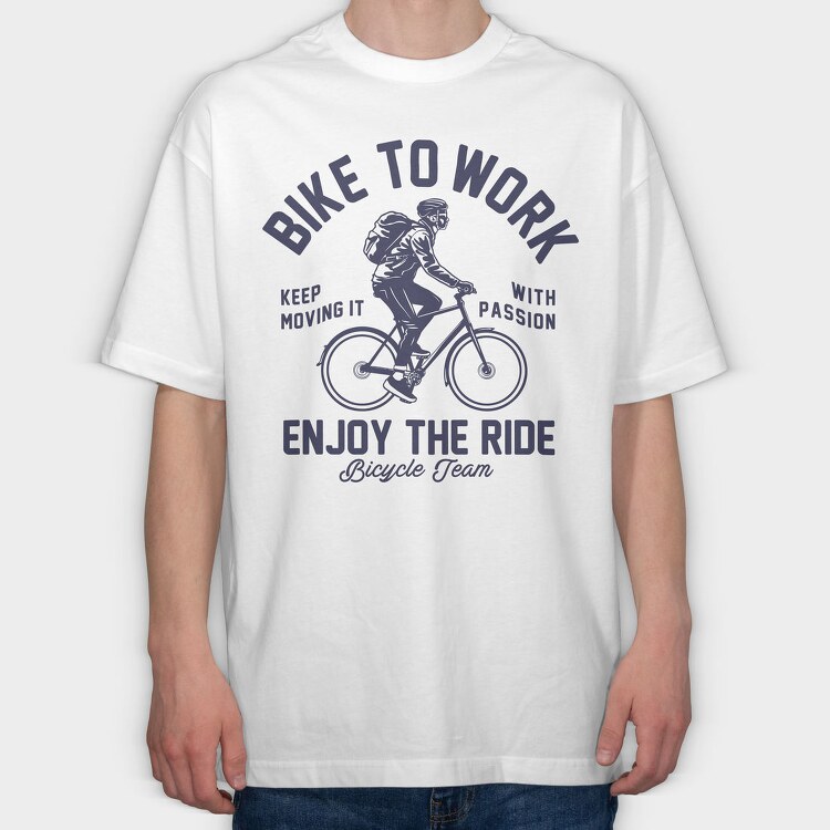 Bike To Work Ride, Tricou Oversize Barbati (Unisex)