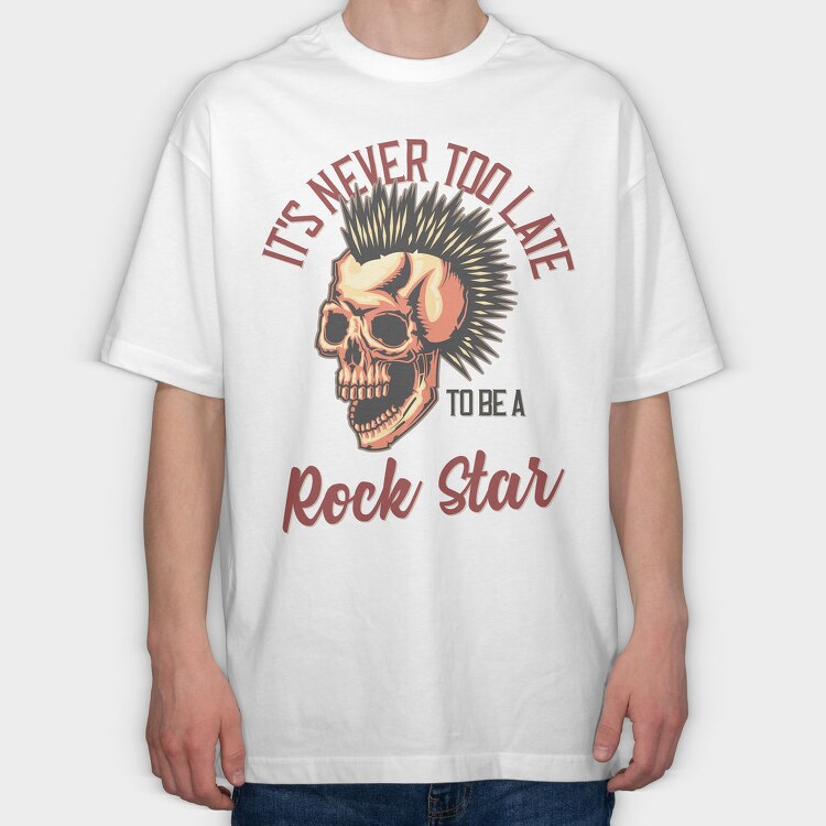 Punk Skull Rockstar, Tricou Oversize Barbati (Unisex)