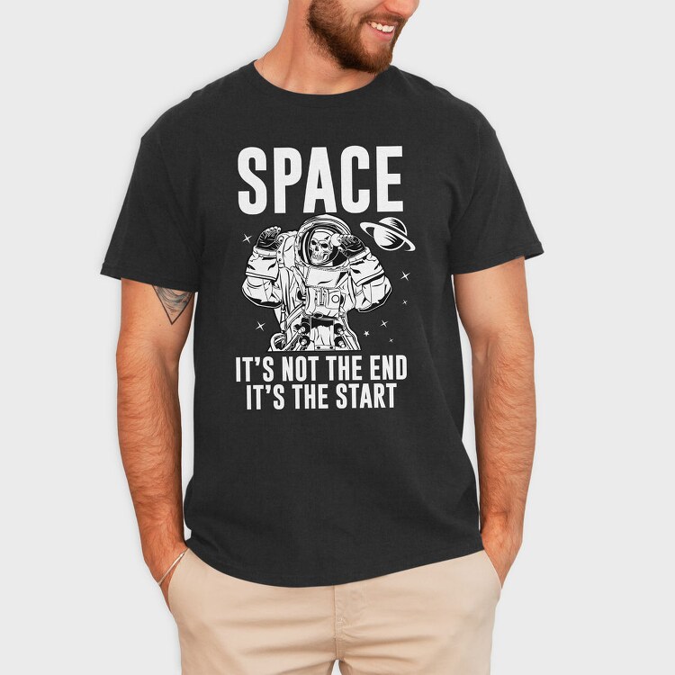 Space Skeleton Salute, Tricou Barbati (Unisex)