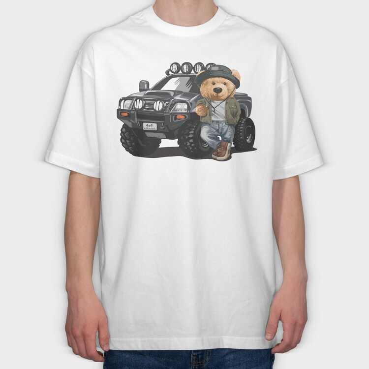 Teddy Bear 4X4 Adventure, Tricou Oversize Barbati (Unisex)