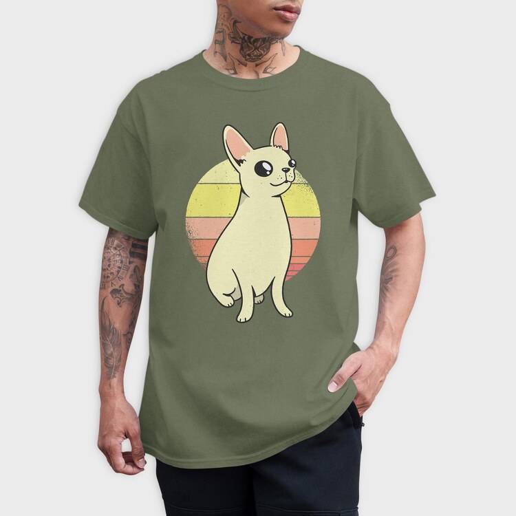 Chihuahua Retro Sunset, Tricou Barbati (Unisex)