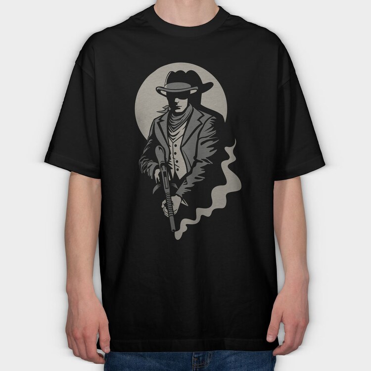 Cowboy Smoke Gun, Tricou Oversize Barbati (Unisex)