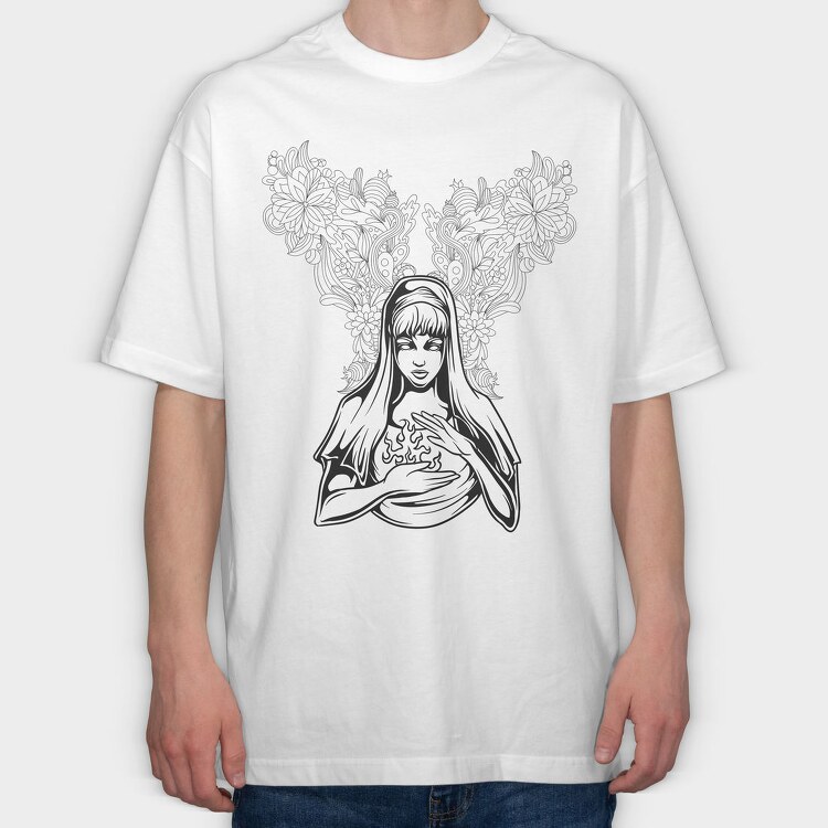 Sacred Heart Of Mary, Tricou Oversize Barbati (Unisex)
