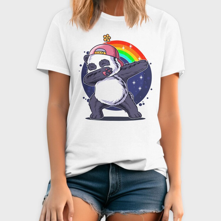 Panda Dabbing Rainbow, Tricou Barbati (Unisex)