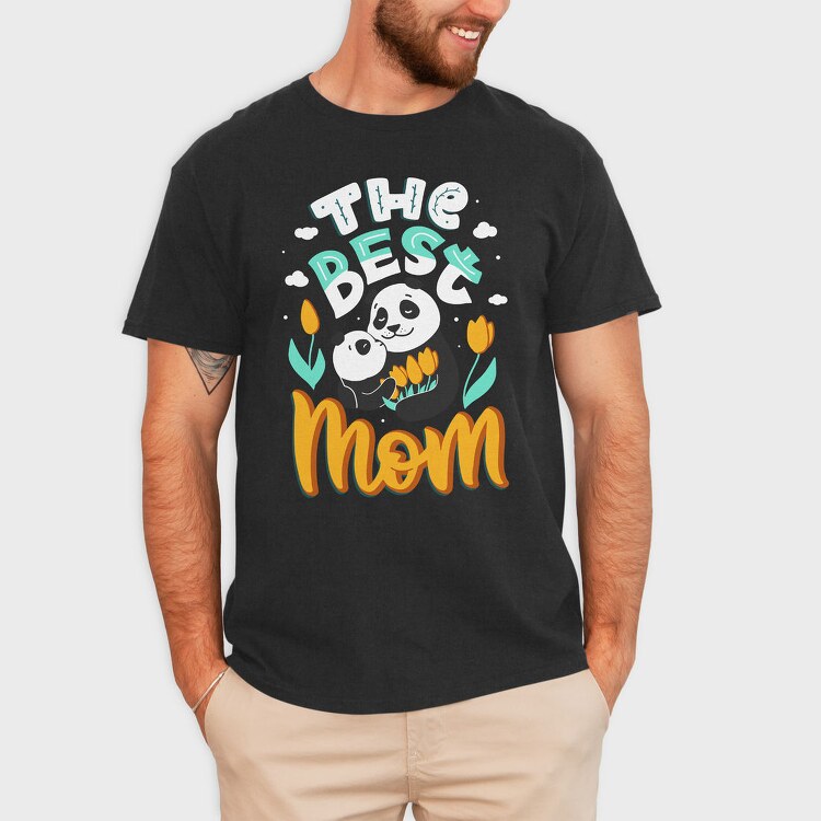 Panda Mom Tulips, Tricou Barbati (Unisex)