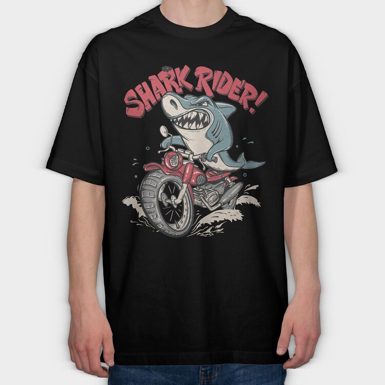 Shark Rider Tee, Tricou Oversize Barbati (Unisex)
