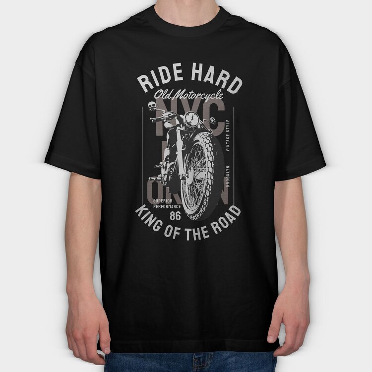 Ride Hard Nyc King, Tricou Oversize Barbati (Unisex)