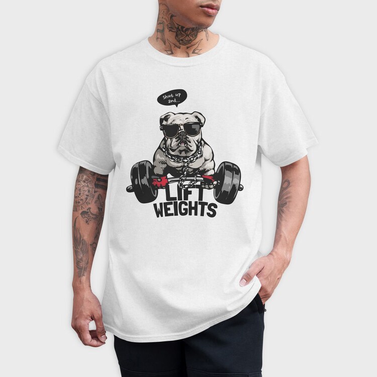 Bulldog Weight Lifter, Tricou Barbati (Unisex)