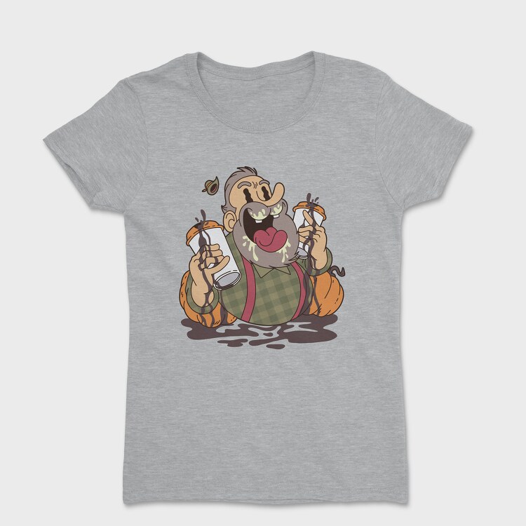 Tricou Femei, Cartoon Coffee Pumpkin