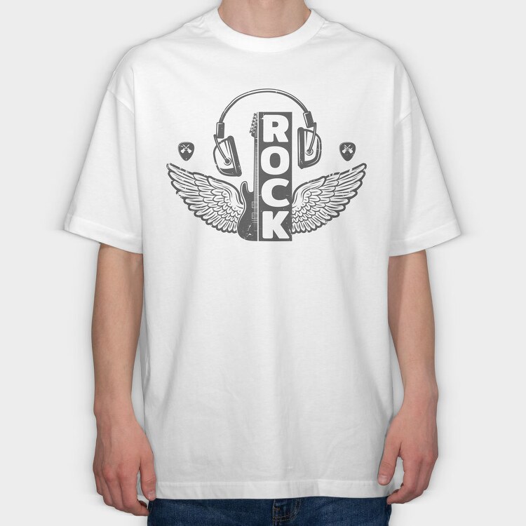 Rock Wings Guitar Pick, Tricou Oversize Barbati (Unisex)