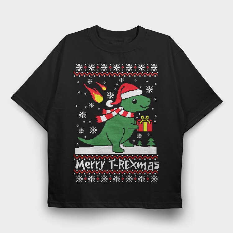 Dino Xmas Sweater, Tricou Oversize Barbati (Unisex)