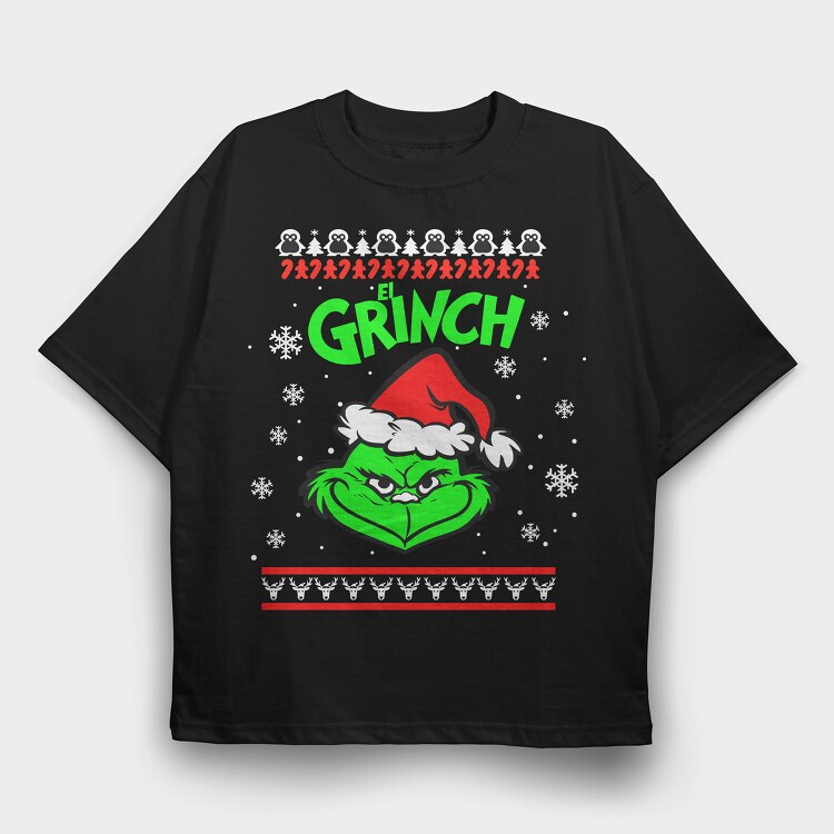 El Grinch Xmas, Tricou Oversize Barbati (Unisex)