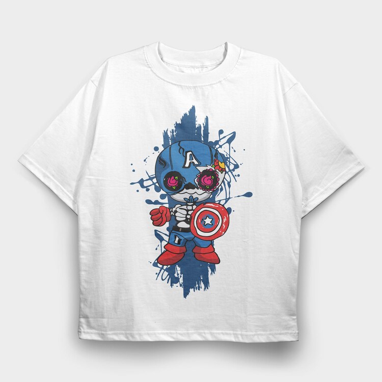 Captain America Skull, Tricou Oversize Barbati (Unisex)